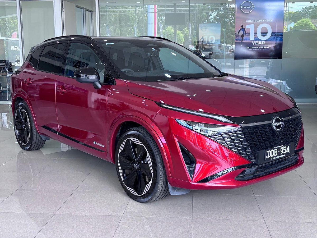 2025 Nissan QASHQAI N-DESIGN e-POWER J12 MY25 Fuji Sunset Red with Onyx Black Roof