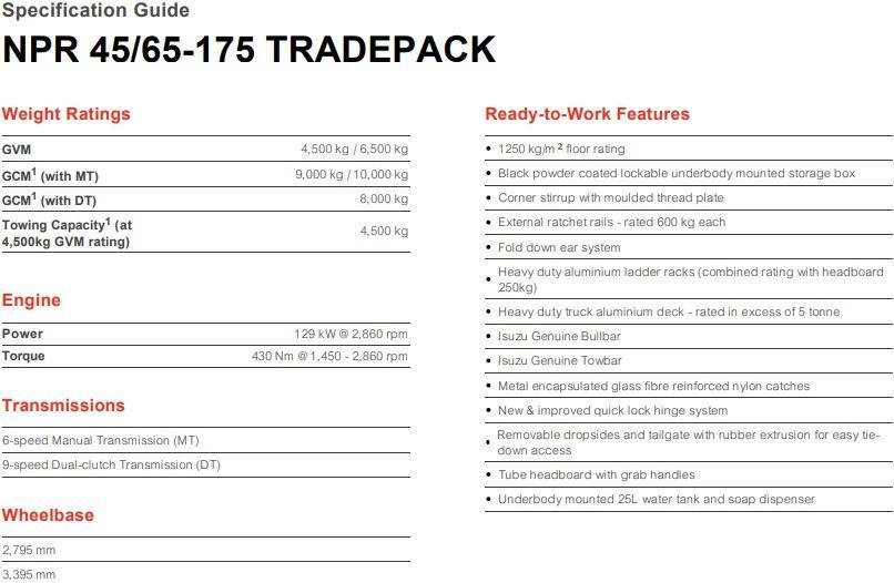 2026 Isuzu N Series NPR 65/45-175 DT D34 TRADEPACK image 4