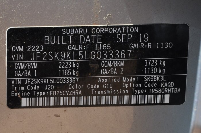 2019 SUBARU FORESTER 2.5i-L (AWD)