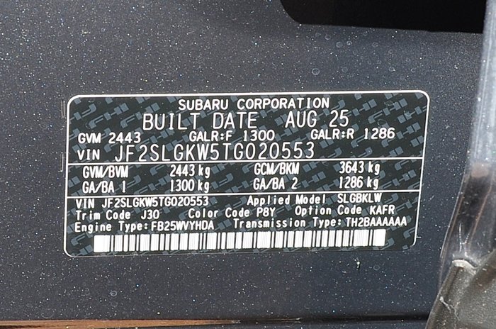 2025 Subaru FORESTER MY26 Subaru Forester Hybrid Touring AWD Wagon CVT (SLGBKLW )