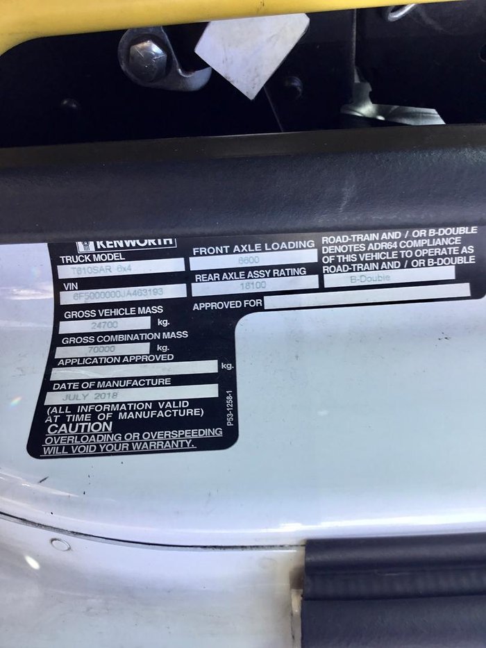 2018 Kenworth T610 Sar Full Kw Maint Rebuild Hst $230000+Gst T610 DAY CAB WHITE