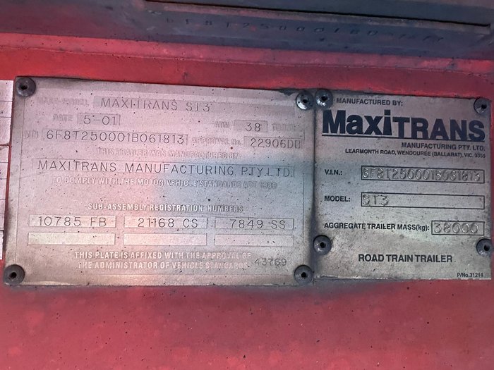 1999 Maxitrans B Double Curtainsider Double Drop Deck Combination