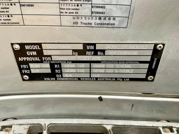 2018 UD Gw 460 Quon 323000 Klm Full Hist Bd To 68500 Ton $134550+Gst UD QUON 26-460 SLEEPER