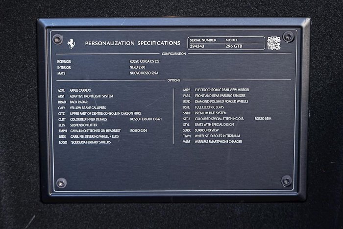 2023 Ferrari 296 GTB F171 RED