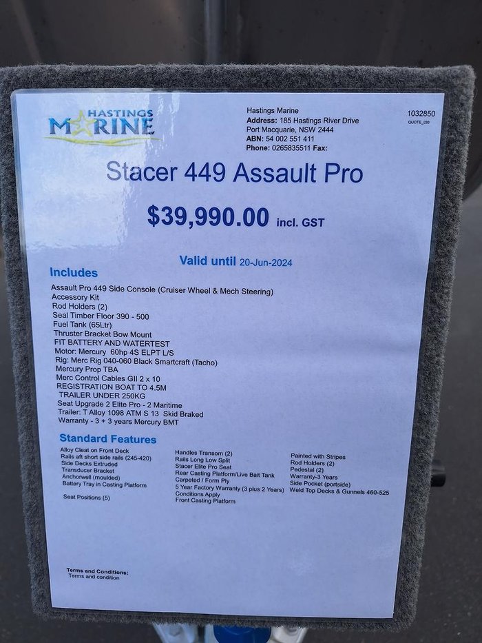 2024 Stacer 449 Assault Pro 