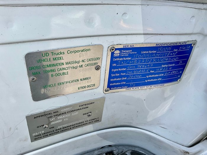 2019 UD Quon Gw 26460 Only 121000 Klm Suit New Byer $159000+Gst UD QUON 26-460 WHITE