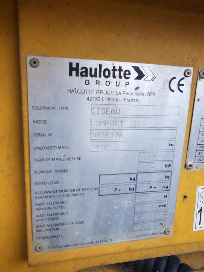 2017 Haulotte Compact 10Dx Yellow