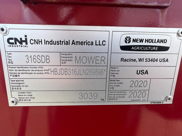 2021 New Holland 316 Db
