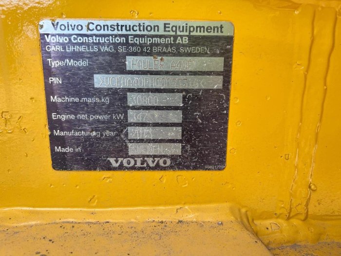 2013 Volvo A40f