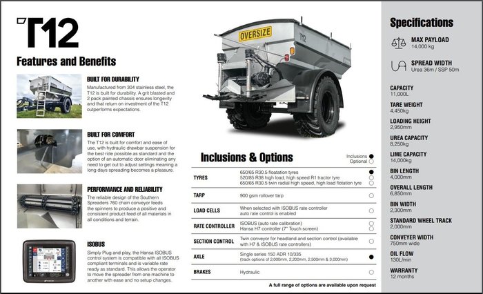 2025 Hansa T12 Single Axle Trailing Spreader