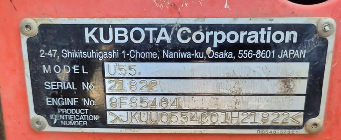 2017 Kubota U55-4 Excavator