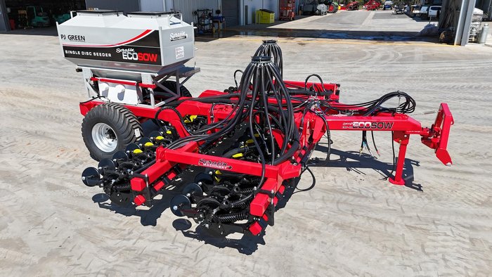 0 SERAFIN ECOSOW 632 SINGLE DISC SEEDER WITH PJ GREEN NEW RED