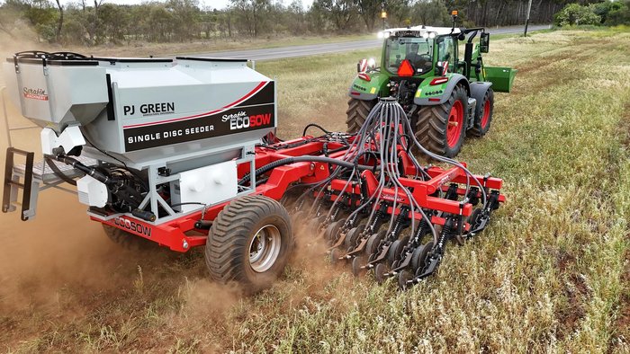 0 SERAFIN ECOSOW 632 SINGLE DISC SEEDER WITH PJ GREEN NEW RED