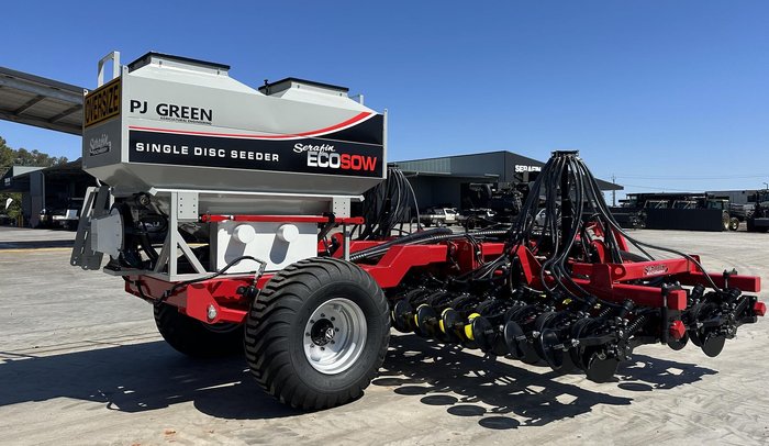 0 SERAFIN ECOSOW 632 SINGLE DISC SEEDER WITH PJ GREEN NEW RED