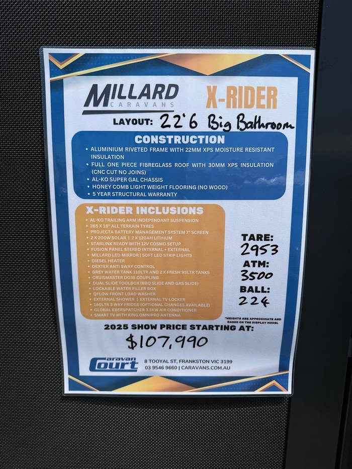 2025 Millard Display Model Sale X-Rider Big Bathroom