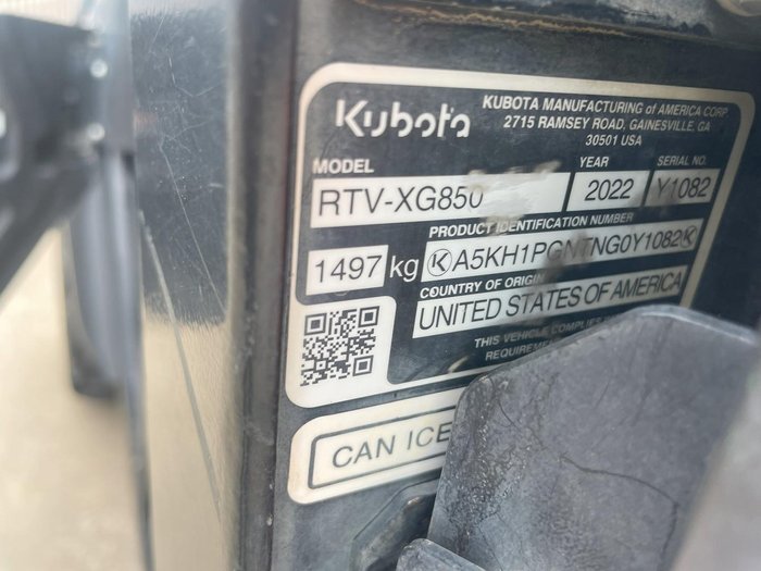 2022 Kubota Rtv Xg850