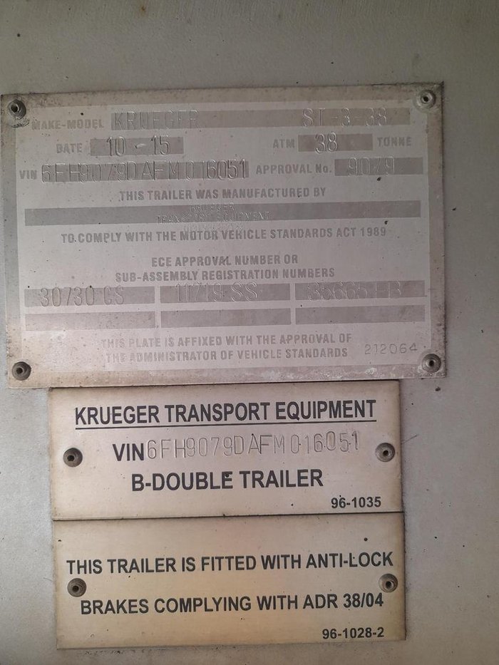 2015 Krueger B-Double(36 Pallet) Straight Deck Tautliner RED