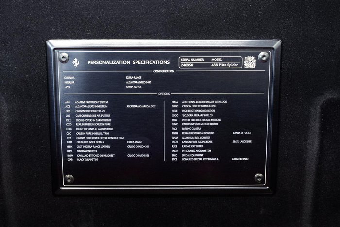 2020 Ferrari 488 Pista Spider F142 Canna di Fucile