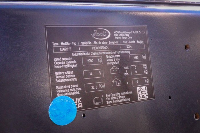 2025 Baoli Kbg20 Dual Fuel Forklift Green