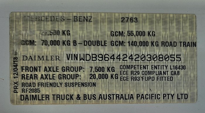 2019 Mercedes-Benz Actros ACTROS 2763LS WHITE