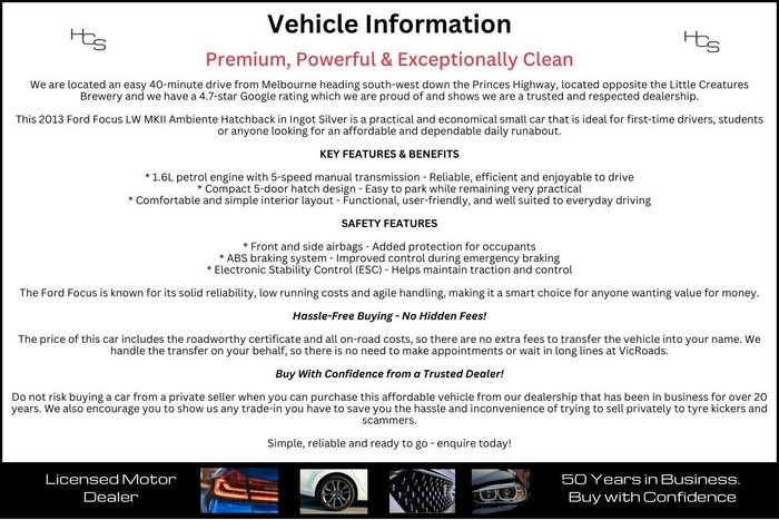 2013 Ford Focus Ambiente LW MKII Ingot Silver