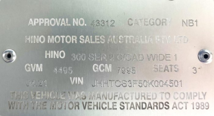 2021 Hino 300 Series 616 White