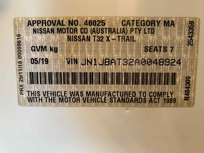 2019 NISSAN X-TRAIL ST 7 SEAT 2WD