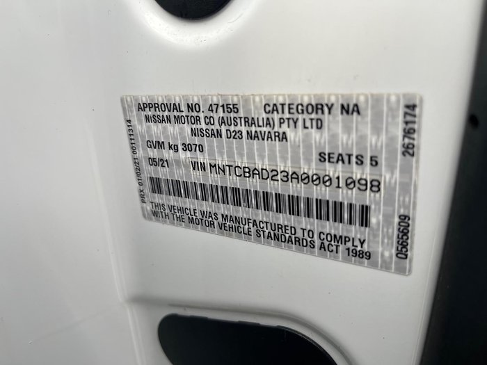 2021 Nissan Navara SL D23 MY21 4x2 Solid White