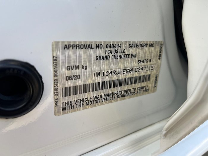 2020 Jeep Grand Cherokee Night Eagle WK MY20 4X4 Dual Range Bright White