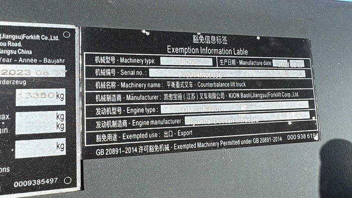 2025 Baoli Kbd80 Forklift Blue