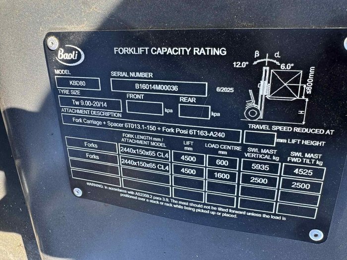 2025 Baoli Kbd80 Forklift Blue