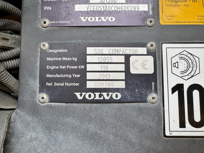 2012 Volvo Sd 130 D Smooth Drum Roller