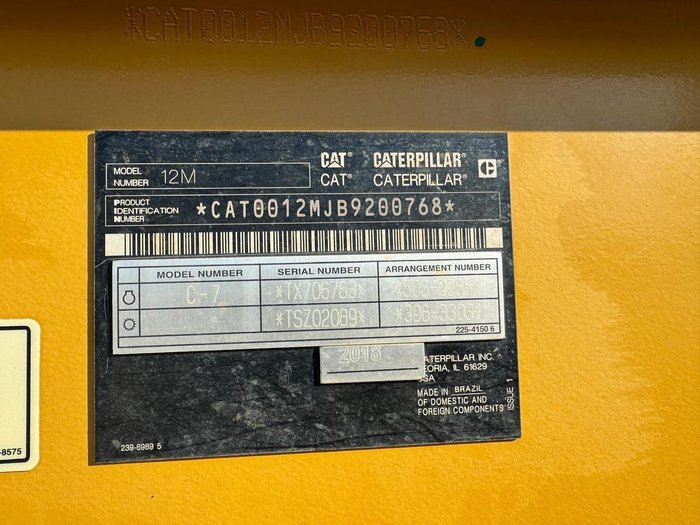 2018 Caterpillar 12M