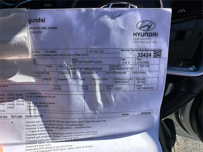 2021 HYUNDAI STARIA LOAD 2S 2.2D LIFTBACK