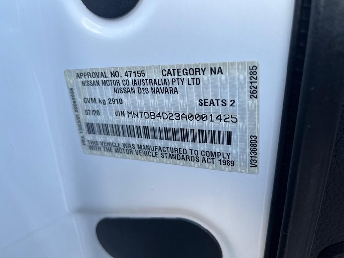 2020 Nissan Navara RX D23 Series 4 4X4 Dual Range Polar White