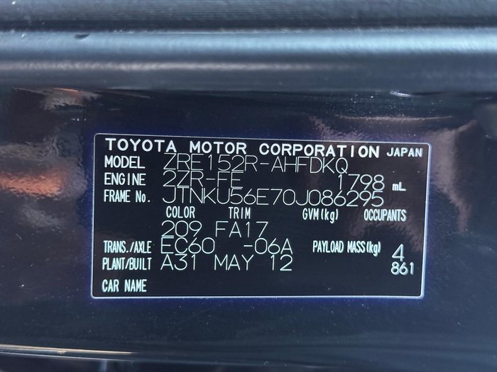 2012 Toyota Corolla Ascent