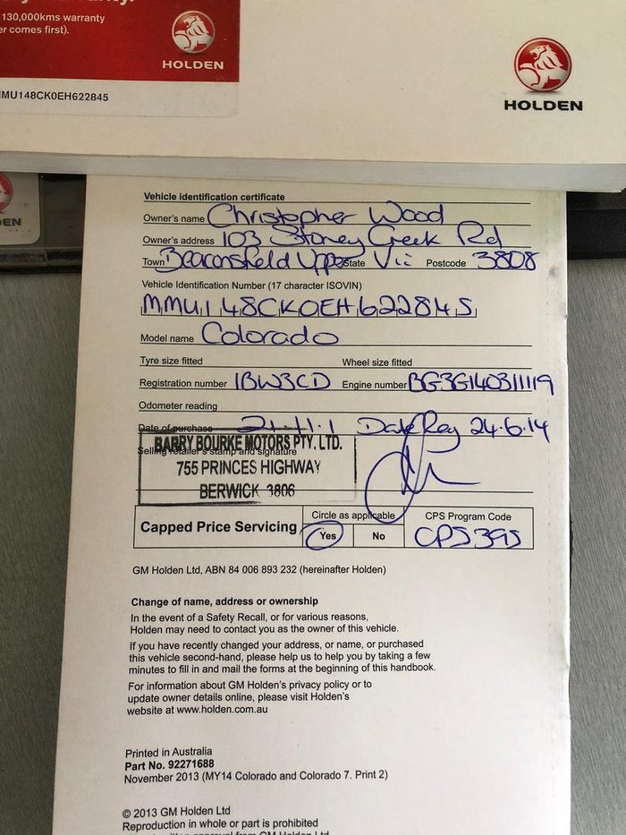 2014 Holden Colorado LT RG MY14 4x2 Summit White