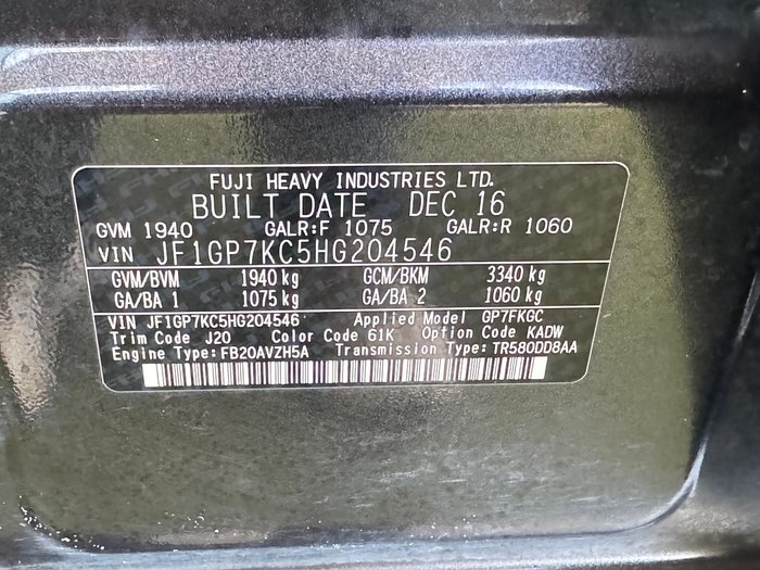 2016 Subaru XV 2.0i-L