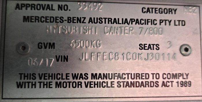 2017 Fuso Canter 615 615 WHITE