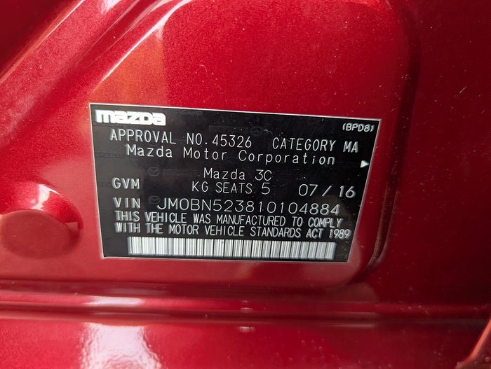 2016 Mazda 3 SP25 GT BN Series Soul Red
