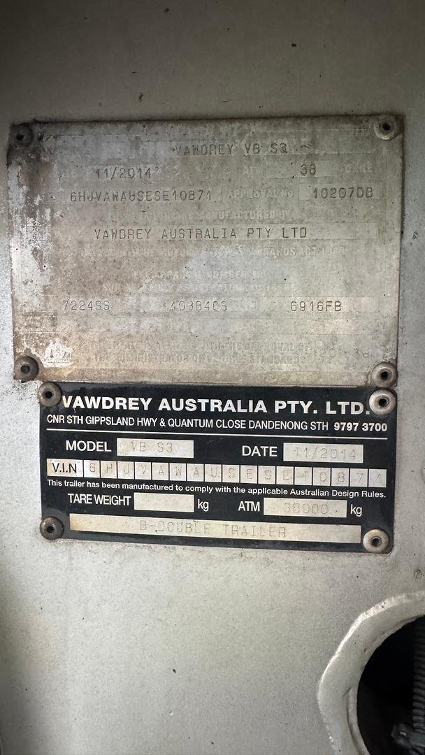 2014 Vawdrey 14P Double Drop A Mezz Curtain Sider Red