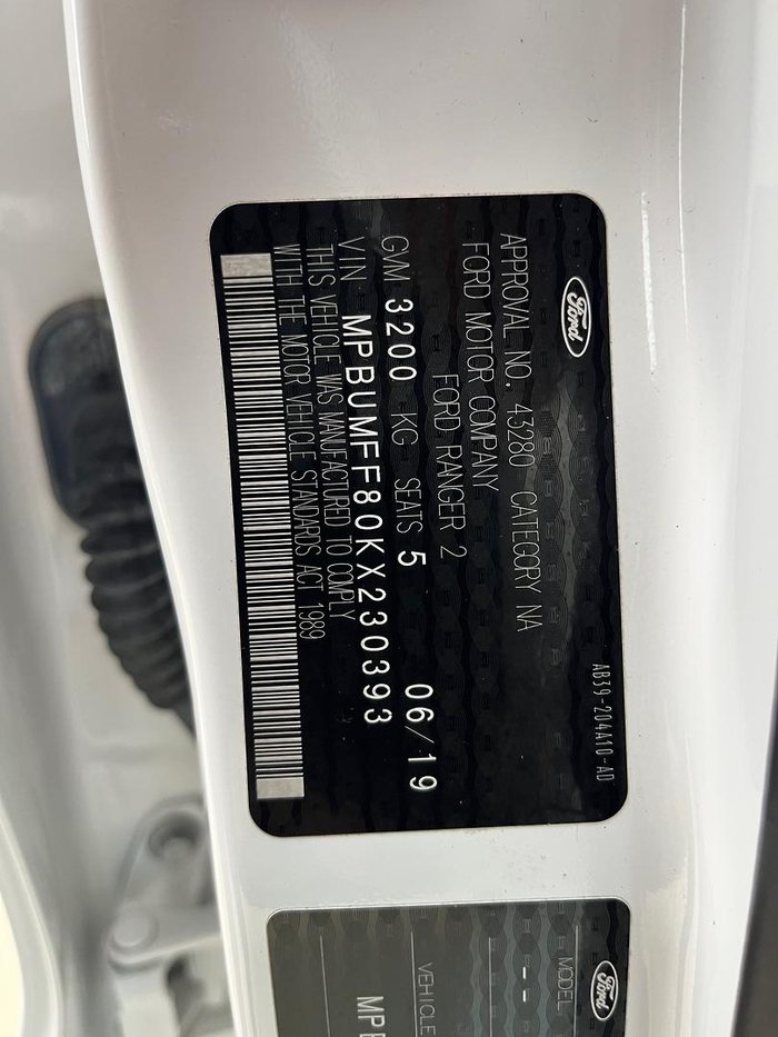 2019 Ford Ranger XL Hi-Rider PX MkIII MY19.75 4x2 Arctic White