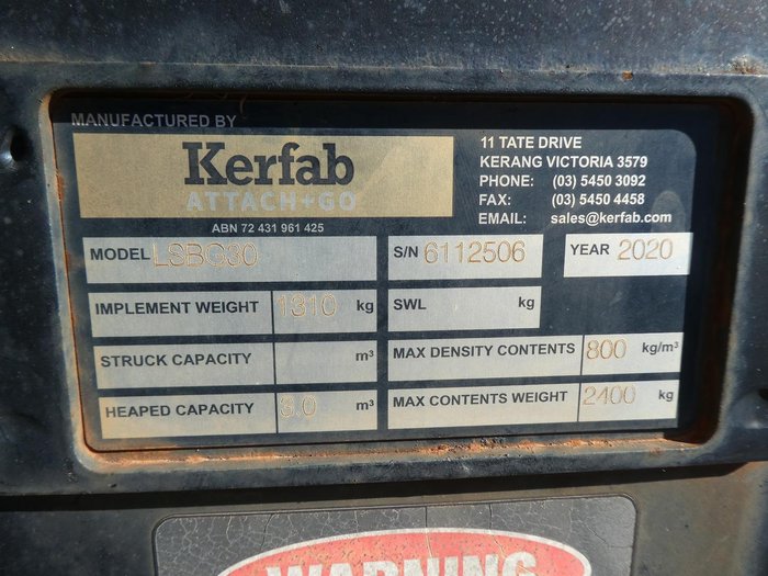 2020 Kerfab Silage Bucket/Grab