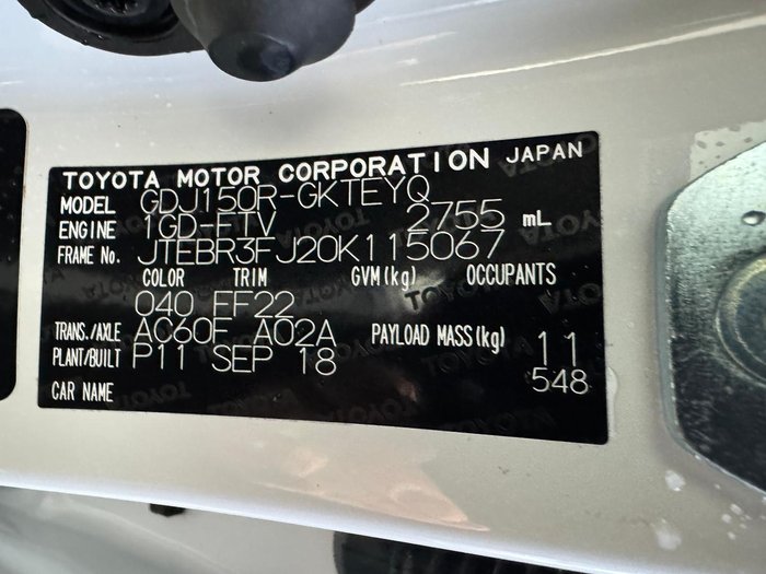 2018 Toyota Landcruiser Prado GX