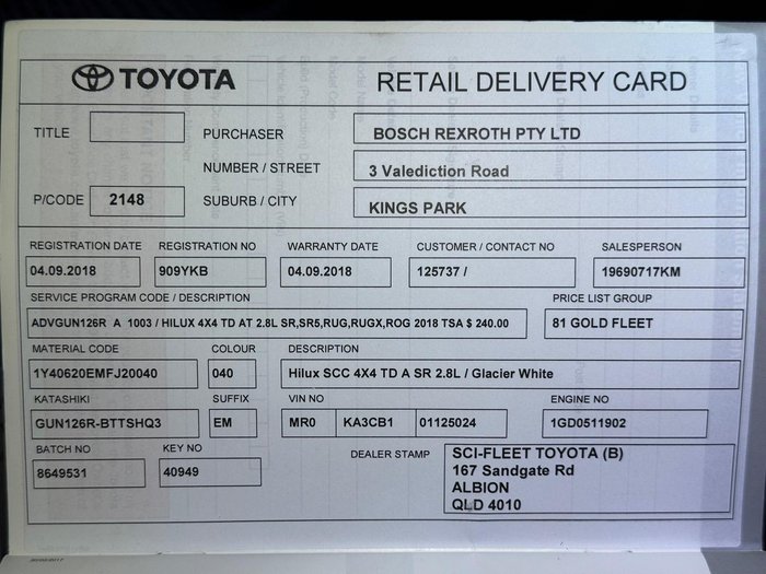 2018 Toyota Hilux SR