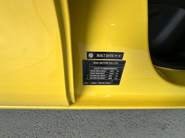 2023 MG MG3 Core MY23 Yellow