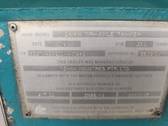 2015 Tieman 25M Bdouble Fuel Tanker Combination Green