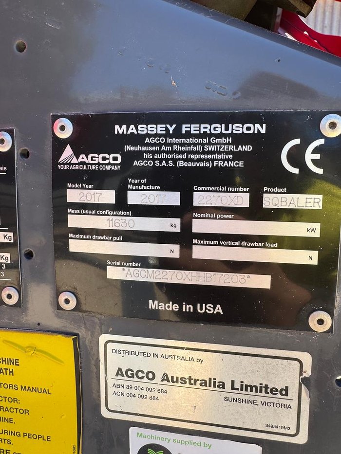 2017 Massey Ferguson 2270Xd Square Baler