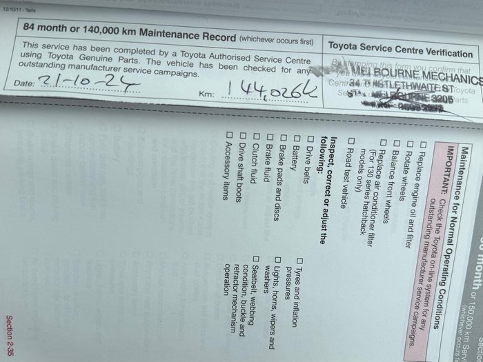 2013 Toyota Yaris YRS NCP131R Graphite