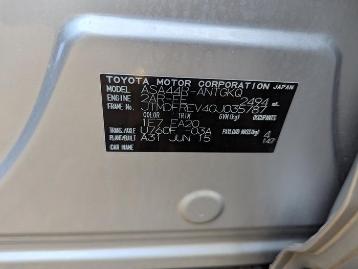 2015 Toyota RAV4 GXL ASA44R MY14 AWD Silver Pearl